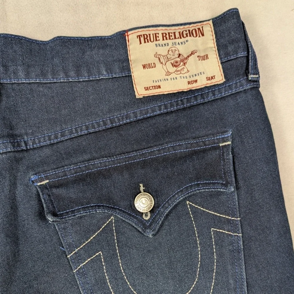 NEW True Religion Rocco Relaxed Skinny Jeans Dark Scorched Wash Flap Pocket 36